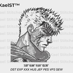 Anime Embroidery Design - Digital Machine Embroidery Pattern - Instant Download for Embroidery Machines - Anime-Inspired Art