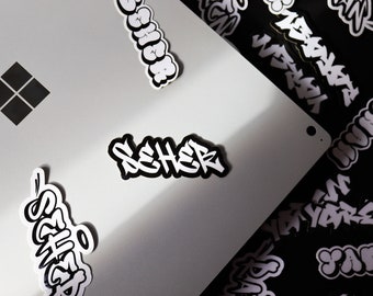 Personalisierte Graffitisticker / Laptopsticker / 12 Stk. / wasserfest