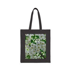 Blumenliebhaber Einkaufstasche - Weiße Crabapple Design Polyester Tasche, tolles Weihnachtsgeschenk, starke Griffe, Erwachsene und Kindereinkaufstasche, Schultasche