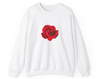 Rose Graphic Sweatshirt, Unisex Cotton-Blend Crewneck