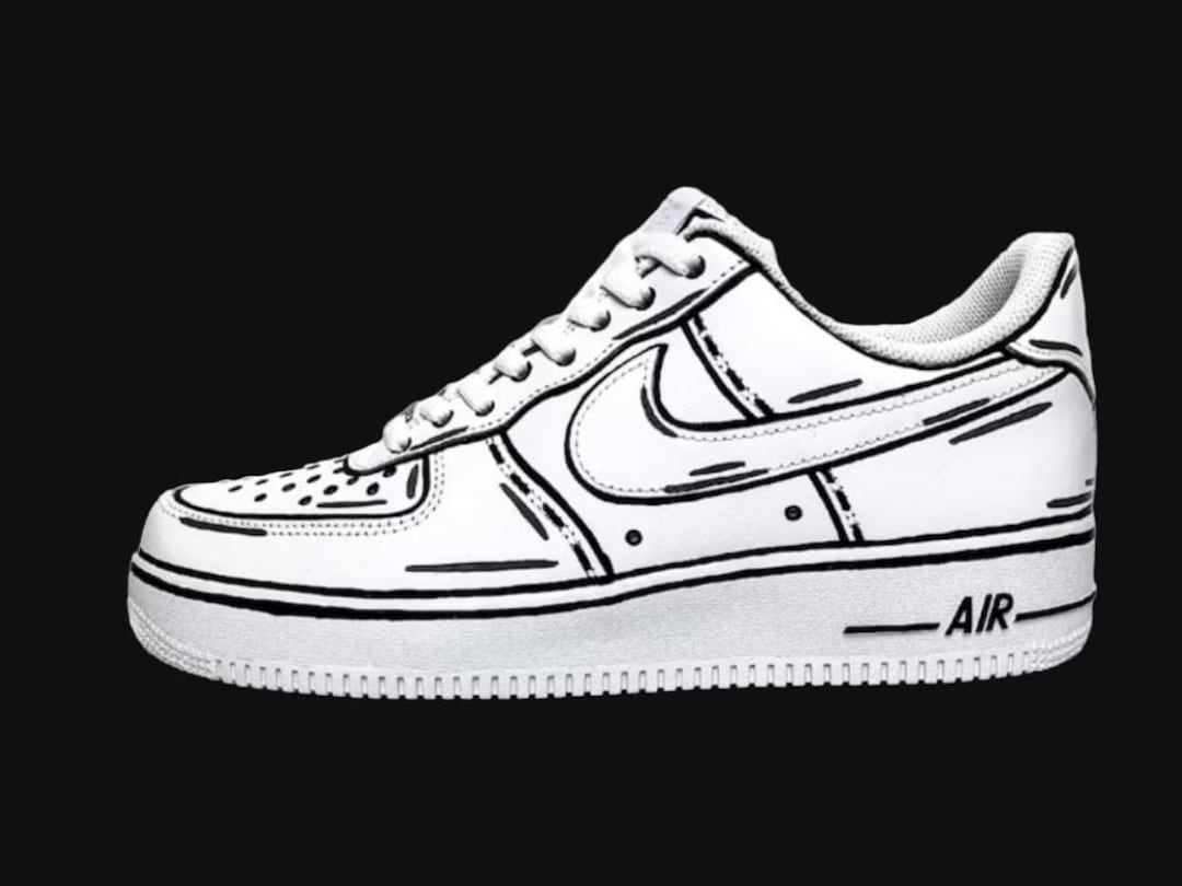 custom air forces black and white