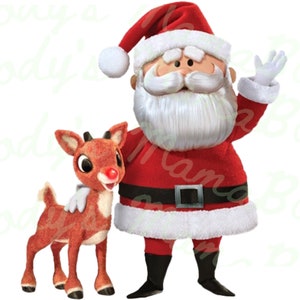 Rudolph the Red Nosed Reindeer Vintage and Santa Claus Rudolph Cartoon PNG Digital Design File Sublimation DTF DTG
