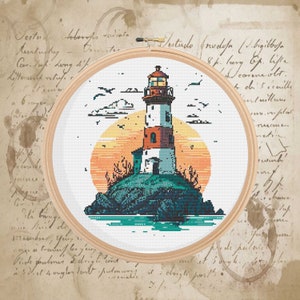 Nautical lighthouse sea Cross Stitch Pattern Embroidery