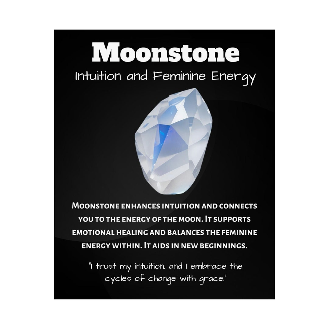 Moonstone Crystal Meaning Poster Gemstone Chart Spiritual Etsy