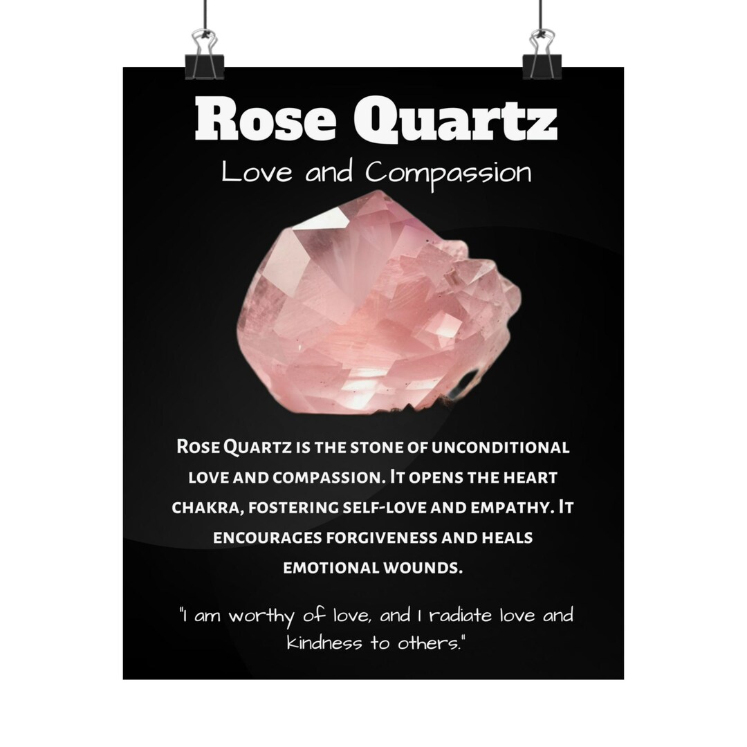 Crystal Meaning Poster Rose Quartz Crystal Meaning Poster Etsy