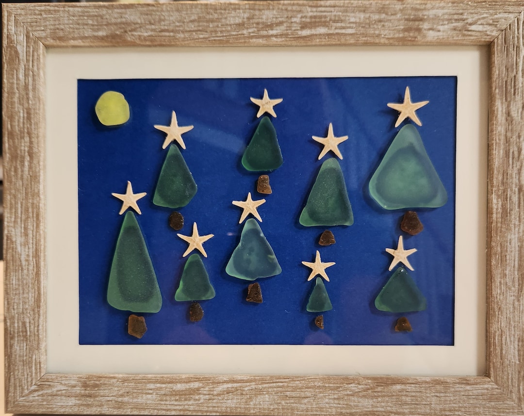 Christmas Glass Art 'the Moon and Stars' in Recycled Etsy