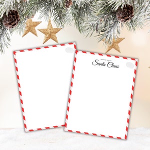 Carta de Papá Noel, páginas en blanco imprimibles con 5 características diferentes, diseño clásico, kit de cartas de Papá Noel para cartas escritas a mano, no editables