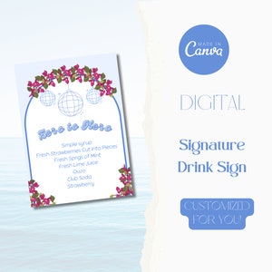 Mamma Mia Drink Sign, Party Drink Sign, Bachelorette Drink Sign, Mamma Mia Party, Mamma Mia Theme Drink