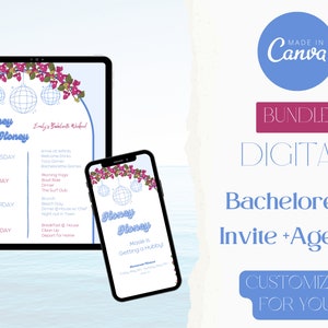Mamma Mia Party, Bachelorette Party Agenda and Invite, Mamma Mia Party Invite, Disco Party, Hen Party