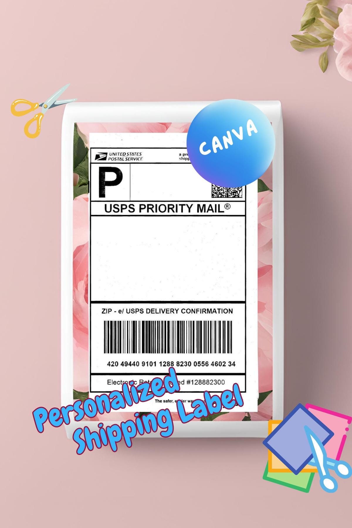 Personalized Shipping Label Frame | Branded USPS Postage Border | Customizable Canva Template | Add Your Brand to Mailer | Downloadable