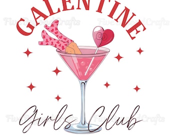 Galentine PNG, Cocktail Girls Club PNG, Plik jpg, Plik cyfrowy, Zabawne powiedzenie, Kupidyn, Prezent na Walentynki, Graficzne walentynki