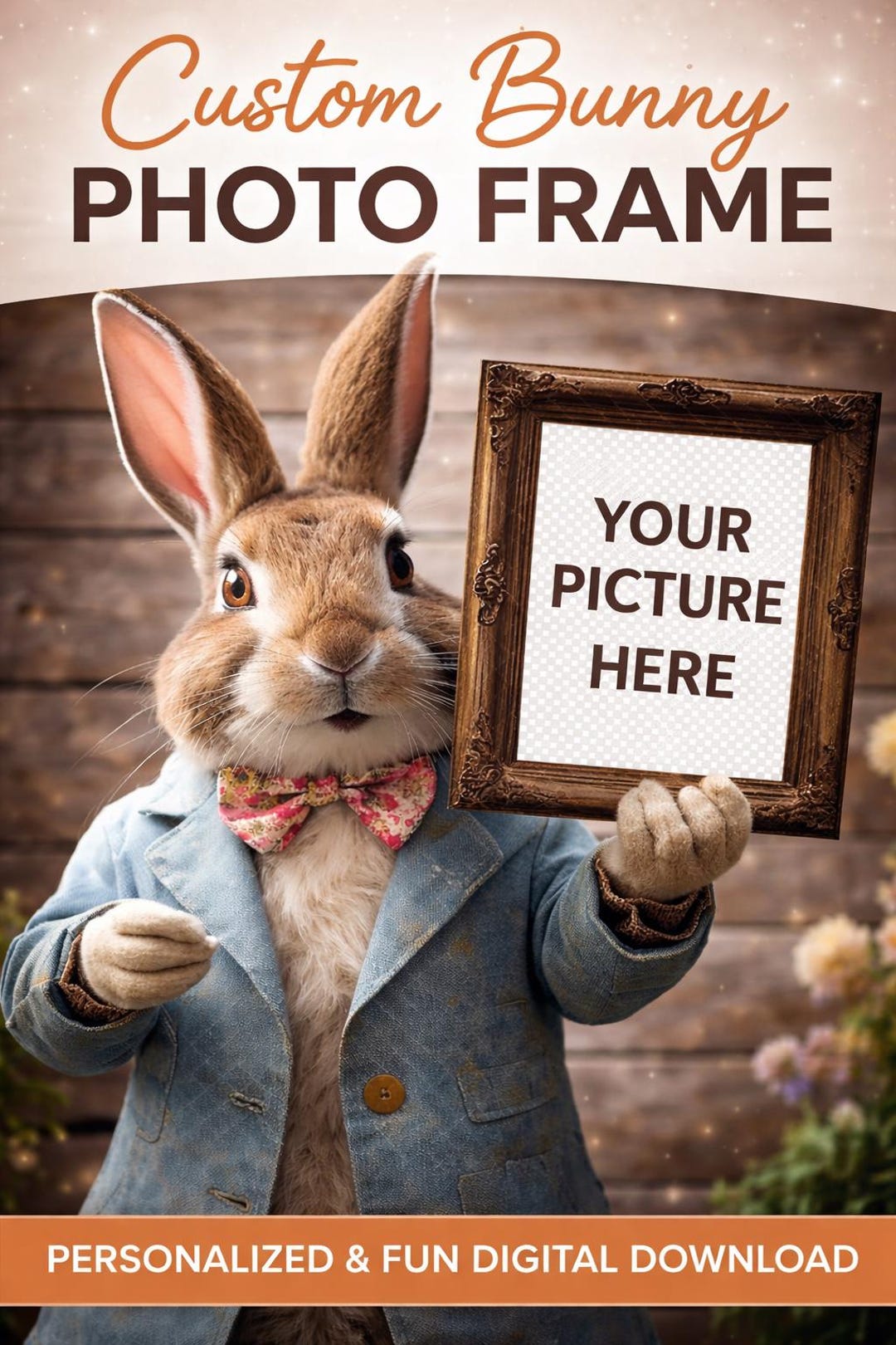 Custom Bunny Photo Frame Digital Download, Cute Easter Bunny Frame ...