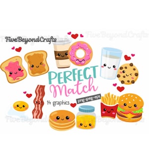 Perfect Match Cute Icons, Cute Daily Icons digital file, Cutie Graphics, Cute Hand Draw,  kawaii, precropped png, Kawaii Clipart