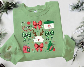 Nurse Christmas Coquette Bow Png Xmas, Christmas 2024