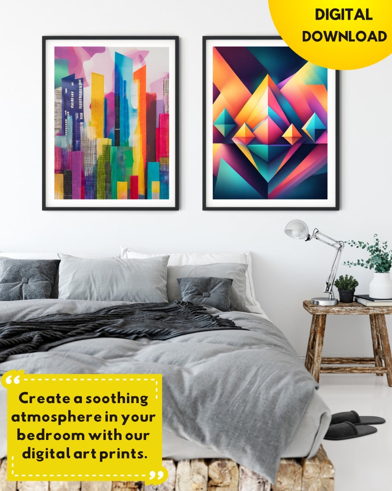 Colourfull Digital Wall Art for Bedroom Printable Vintage Art Prints