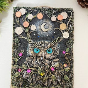 Nachteule Wand Schlüssel Halter Organizer | Schlüsselanhänger | Eingangsbereich Dekor | Geschenk für Eulenliebhaber | Von der Natur inspiriertes Geschenk | Geschenk für Hausbesitzer