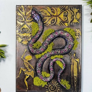 Malowanie węża serpentynowego | Dekoracja ścienna ze zwierzętami | Ręcznie malowane dzieło sztuki | Artystyczna sztuka gadów | Oryginalna dekoracja ścienna | Prezent dla miłośników zwierząt