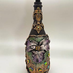 Textured Art Glass Bottle: Handmade Decorative Drinkware
