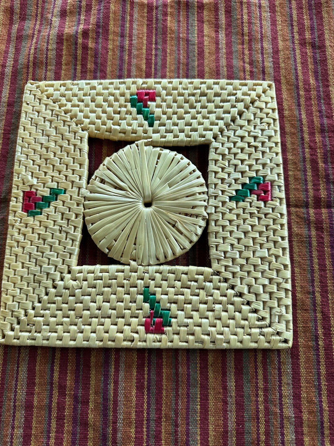 Vintage Woven Straw Trivet - Etsy