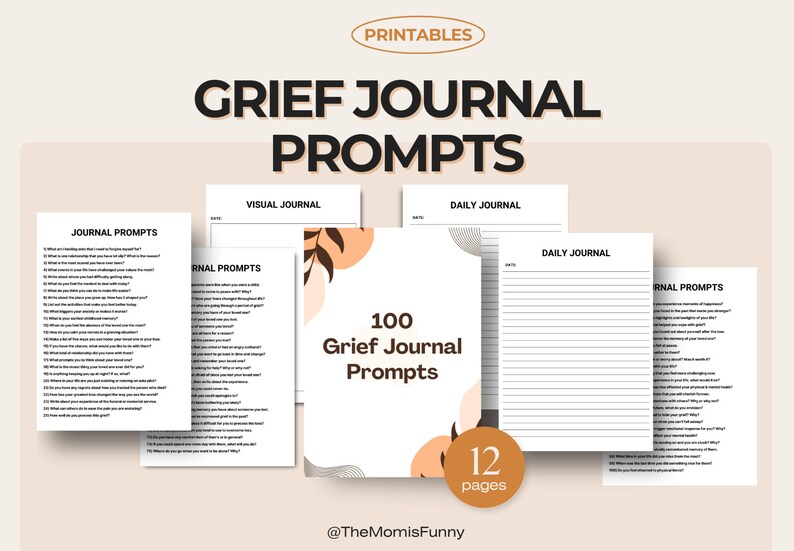 Printable Editable Grief Journal Template, Grief and Loss Journal Pages ...