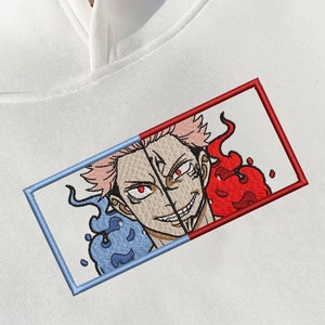 Anime JJK Sukuna Embroidered Sweatshirt, Stylish Embroidered Anime Shirt, Hoodie, or Tee, Sukuna Gift | Perfect Gift for Anime Lovers