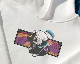 Sad Boy Sitting on a Chair Anime Embroidered Hoodie | Emotional Meme Aesthetic Sweatshirt | Minimalist Streetwear | Unique Gift for Lovers