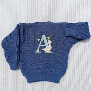 Party Hat Goose Name Embroidered Baby and Toddler Sweater, Embroidered Kids Sweater, Baby Name Announcement, Personalized Baby Name Toddler