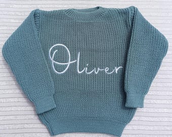 Custom Baby Name Sweater, Personalized Baby Name Toddler, Embroidered Knit Sweater, Custom Baby Sweater with Name, Newborn Name Sweater