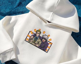Anime JJK Nanami & Gojo Embroidered Sweatshirt - Stylish Anime Hoodie | Unique Embroidered Hoodie  for JJK Fans | Gift for Anime Lover