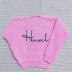 Embroidered Knitted Baby Sweater, Embroidered Kids Sweater, Baby Name Announcement, Personalized Baby Name Toddler, Custom Baby Toddler
