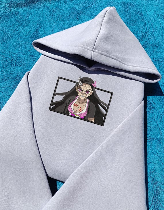 Anime Manga Girl Eyes Embroidered Hoodie Stylish and Unique