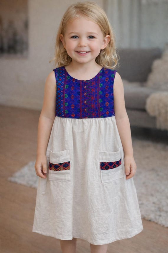 guatemalan embroidered dress Guatemalan Girl's Embroidered Dress 3 / Lilac At Lucia's World Emporium main image 0