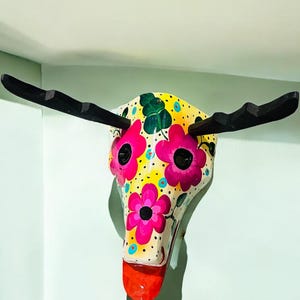 Hand-Painted Pinewood Jaguar Mask from Guatemala, Vintage Mexican masks, Guerrero masks, deer, animals, folk art masks, decorative masks, wa