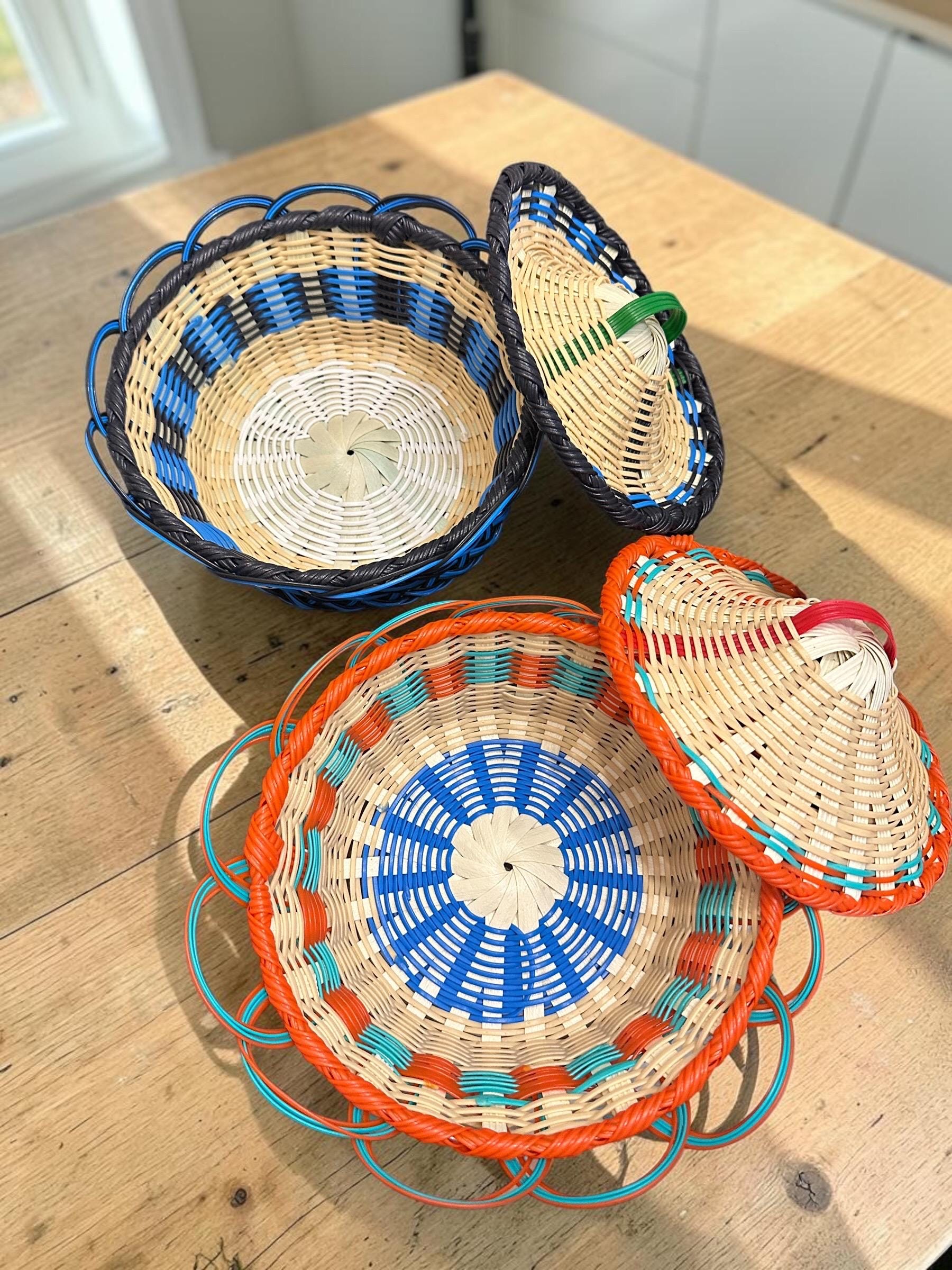 Woven plastic basket