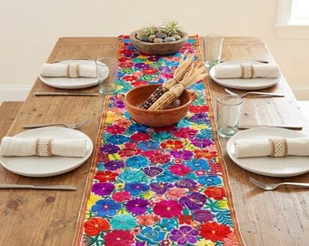 Handwoven Guatemalan  Table Runner, 100% Cotton, Boho Home Decor, Artisan Craftsmanship