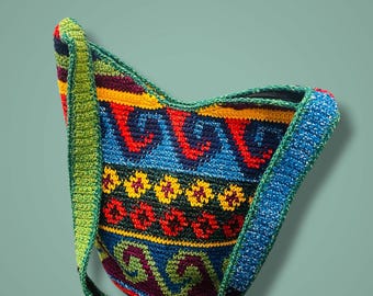 Guatemalan Huipil Tote Bag – Handmade Colorful Woven Purse – Boho Ethnic Shoulder Bag – Unique Artisan Gift for Her Crochet-Gift for Mom