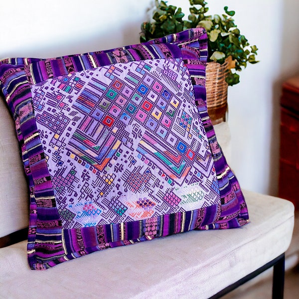 Guatemalan Huipil pillow cover, Handwoven cushion cover case, Artisan made, Home decor 20x20