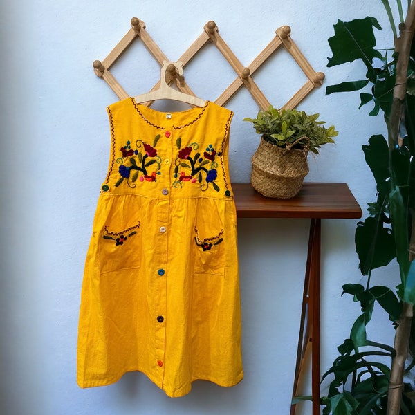 Girl's Dress | 100 % Cotton | Hand-embroidery | Toddler Dress | Baby Dress | Summer Dress | Mexican Fiesta | Guatemala dress  | Size 14