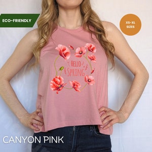 Poppies Top Hello spring Women&#39;s Dancer Cropped Tank Top Nature Shirt Botanical Shirt Lover Spring Aesthetic Cottagecore Poppies top