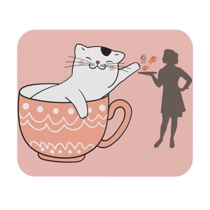 Cute rectangle mouse pad cute and funny cat Pink mouse pad cute cat lovers gift