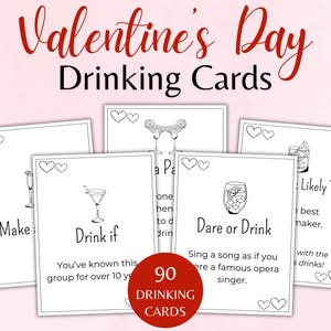 Juego de beber para el día de San Valentín, 90 cartas para beber para el día de San Valentín, divertido juego de cartas para beber para el día de San Valentín, juego de beber para adultos