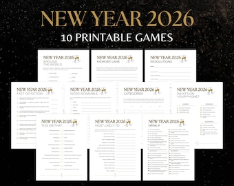 New Year Games, 10 Printable New Year Party Games, Fun New Year's Eve Game Bundle for Adults, New Years Party, New Year 2026