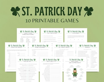 St Patrick’s Day Party Games, 10 Printable St. Patrick's Day Games for Family, Fun St Patty's Day Game Bundle, St Patrick's Day Activities