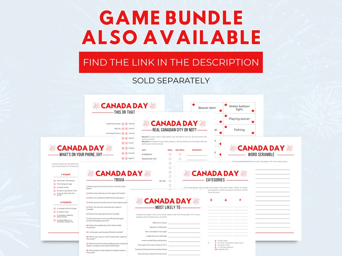 Canada Day Trivia Game, Printable Canada Day Activity for Kids and ...