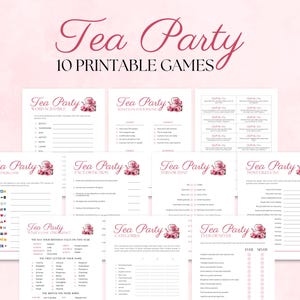 Tea Party Games, 10 Printable Tea Party Games for Girls, Fun Pink Tea Party Activities for Teens and Adults, Afternoon Tea Party