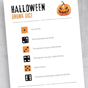 Halloween Drinking Game, Printable Halloween Party Drunk Dice Game, Halloween Party Game for Adults, Halloween Activity