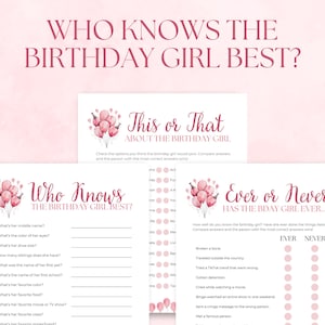 Who Knows the Birthday Girl Best, How Well Do You Know The Birthday Girl, Printable Birthday Games for Teens & Tweens, Birthday Girl Quiz