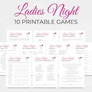 Ladies Night Games, 10 Printable Girls Night Games, Fun Printable Game Bundle For Girls Night, Drinking Games, Girls Weekend, Ladies Night