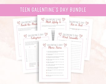 Galentine's Day Game Bundle for Teens, 6 Printable Party Games For Teen Girls, Galentine's Day Activities