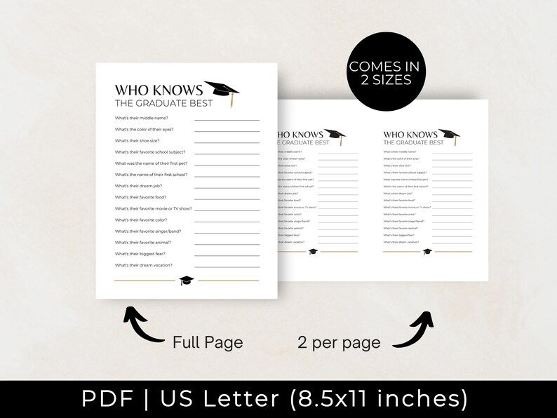 This Printable 2025 Graduation Game bndle comes in two sizes: full page and two per page. 2025 Graduation.